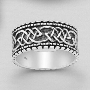 925 Sterling Silver Oxidized Celtic Ring Band Wedding NEW Size 10